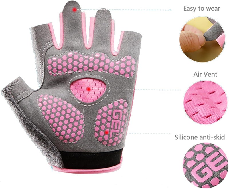 Clobeau Kids Bike Gloves Sport Half Finger Gloves Boys Girls Riding Cycling Gloves Fishing Gloves for Cycling Camping Outdoor Sports Workout Fingerless Gloves Motorcycle Mountain Gym for 5-12Years - Image 4